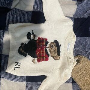 Ralph Lauren Cream Sweater with Plaid Bear